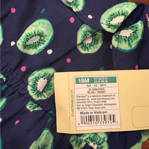 NWT 12-18 Months Kiwi Print Cherokee Summer Dress - Picture 10 of 10